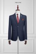 398 Bộ Vest Nam Xanh Đen Phối Kẻ Caro #1